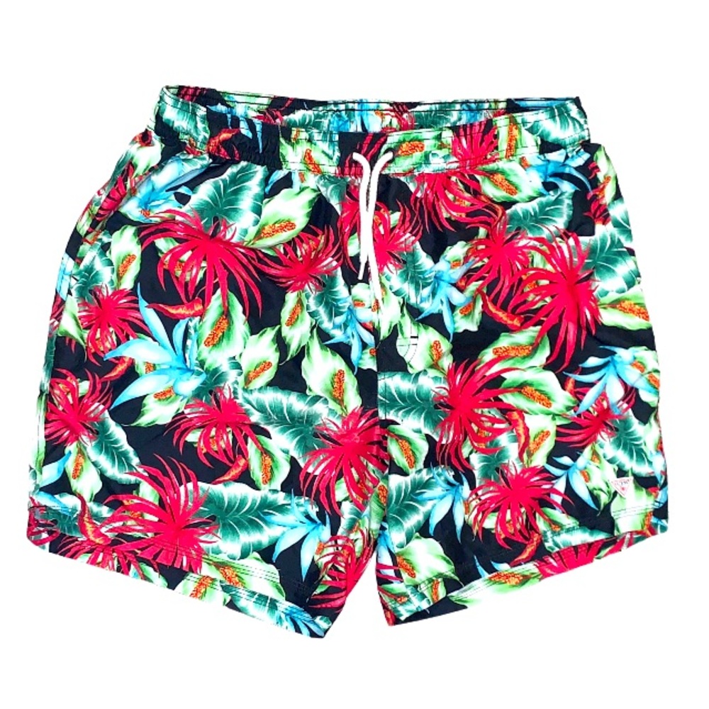 GUESS BEACH men’s tropical 6.5 in  SWIM TRUNKS swimsuit size XL